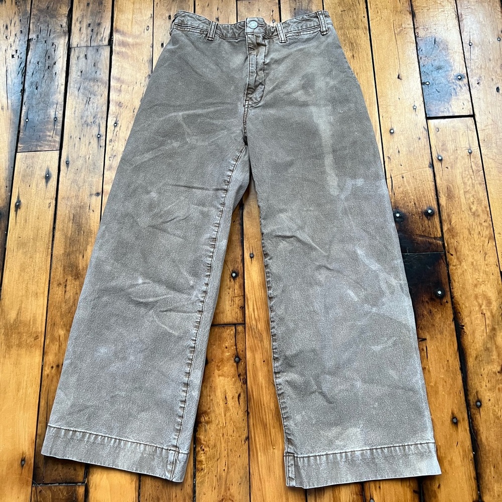Anthropologie Pilcro Women’s 27 Wide Leg Cropped Khaki Pants Acid Wash Boho